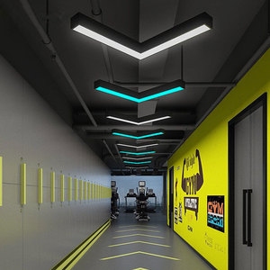 v形led箭头造型灯办公室台球厅走廊过道健身房网吧工业风创意吊灯