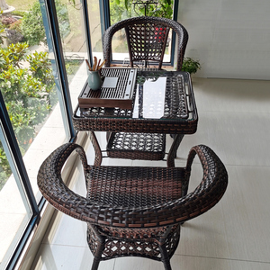 阳台小桌椅藤椅三件套室外庭院一桌两椅户外腾编休闲茶几椅子组合