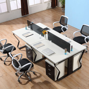 职员办公桌4人位办公室员工桌椅组合2/6屏风卡座简约现代办工桌子