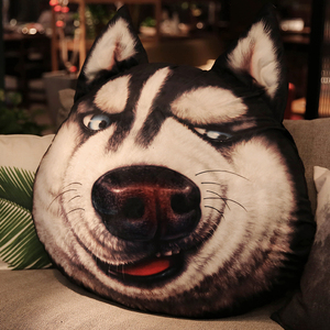 网红哈士奇抱枕可爱二哈3d狗头靠枕床头靠垫汽车沙发卧室男生搞怪