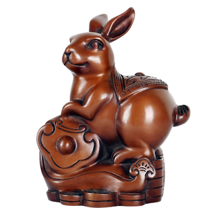 大仕缘紫铜工艺品生肖如意兔子摆件送孩子生日礼品水风家居兔