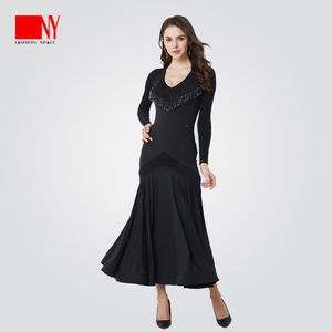 摆连衣裙新款交谊舞蹈练功演出服摩登裙华尔兹舞裙深圳纳艺服饰259