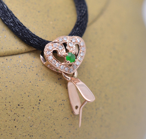 六小福翡翠挂件配件 翡翠吊坠镶嵌 18k金扣头 玫瑰金 万能扣子