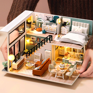 儿童玩具3d立体拼图木质女孩diy礼物手工小房子制作模型益智别墅