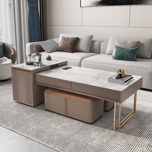 岩板茶几一体客厅家用沙发餐桌茶桌两用轻奢现代简约可伸缩茶台