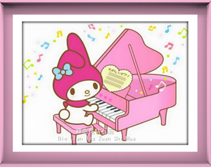 diy可爱卡通方圆满钻贴钻石画手工点钻十字绣美乐蒂弹钢琴melody