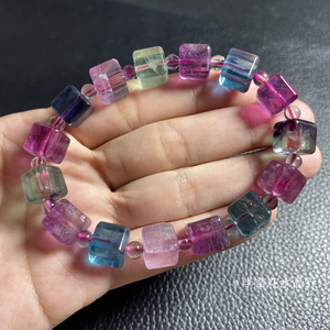 天然彩萤石手链女糖果色方糖手串小清新ins小众设计高级感送闺蜜