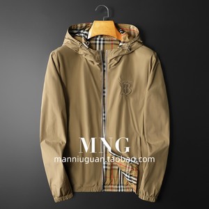 2022年春季新款巴宝莉时尚休闲夹克男士两面穿潮牌b家格子外套男