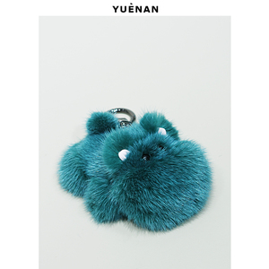 进口水貂毛可爱河马公仔包包配件毛绒汽车钥匙扣毛毛皮草挂件玩偶