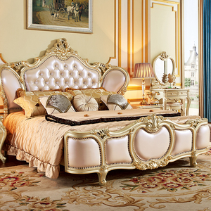 欧式真皮床1.8米主卧高档奢华婚床意式轻奢公主大床卧室成套家具