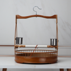 靛颏绣眼蜡嘴玉鸟伯劳竹鸟笼鸟架黄鸟竹皮抛光手工圆笼全套