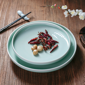 时尚景德镇青瓷圆形炒菜盘子饭店特色菜私房菜融合菜意境餐具包邮