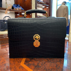 stefano ricci史蒂芬男包哑光鳄鱼皮鹰头标志商务公文包手提包