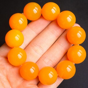 天然正品云南龙陵黄龙玉手链鸡油黄圆珠玉手串男款佛珠送礼自带