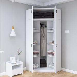 90度转角衣柜定制极简家用卧室小户型拐角7字主卧l型书桌衣橱组合