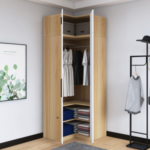 l型90度转角大衣柜家用卧室书桌一体小户型定制7字拐角衣橱组合柜