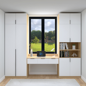 飘窗书桌书柜组合定制儿童房双人实木多功能窗台储物柜化妆台一体