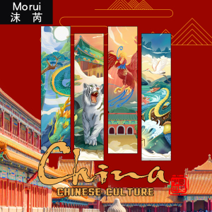 国潮联名四大神兽故宫中国风爱国短袖t恤衫男女纯棉半截袖上衣服