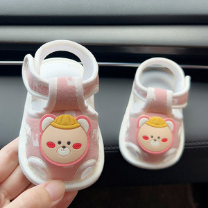 夏季婴幼儿宝宝凉鞋0-1岁5-15个月卡通软底透气学步防滑不掉鞋子