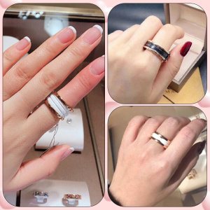 bvlgari宝格丽 18k玫瑰金 b.zero1 双环 黑白陶瓷 戒指 男女对戒