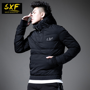 sxf圣希梵2021新款轻薄羽绒服男 套头连帽保暖卫衣男士冬季外套潮