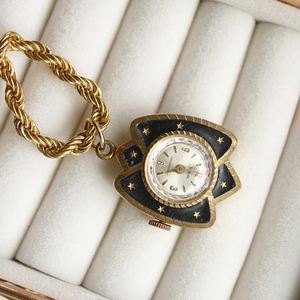 西洋中古vintage毛衣链 怀表机械机芯不走时 项链复古个性 珐琅