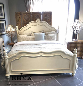 美式art轻奢实木床法式复古双人床网红少女卧室婚床新古典床
