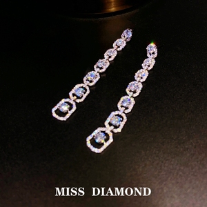 MISS DIAMOND奢华法式高级感碎钻耳环新娘耳饰气质长款女礼服宴会