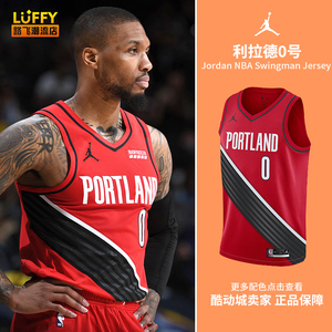 正品jordan nba开拓者队利拉德0号sw复古男子球衣背心cv9492-657
