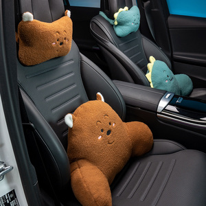 新款小熊汽车头枕网红车用靠垫护颈枕一对车枕座椅腰靠枕可爱通用