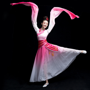 新款古典舞演出服女飘逸水袖汉服中国风采薇惊鸿舞蹈服装甩袖成人