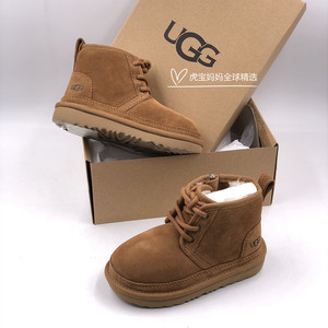 美国采购UGG童鞋男女童防泼水牛皮羊毛低筒雪地靴儿童英伦短靴