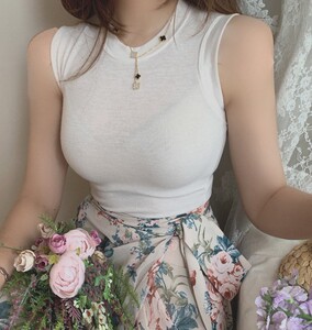 夏季薄款圆领白色背心吊带女无袖修紧身弹力打底衫显胸大t恤上衣t