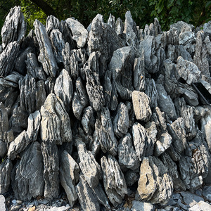 石生态景观青黑色片层页岩板水陆鱼缸石头乌龟晒台墨英石9人付款98