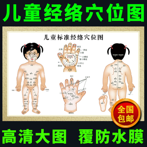 儿童标准男女人体经络穴位图挂图小儿推拿按摩艾灸拔罐足部手海报