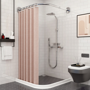 浴室免打孔弧形磁性浴帘套装浴房防水隔断帘卫生间淋浴房防水布帘