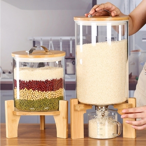 玻璃米桶防虫防潮密封面粉家用米箱20斤10斤透明小号装米缸收纳盒