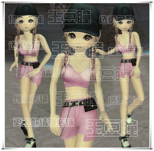 劲舞团新款女套装粉色比基尼yy搭配帽头发衣服裤裙鞋子 7天月永久