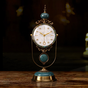 轻奢座钟台式钟表摆件客厅家用欧式美式桌面时钟装饰摆件复古坐钟