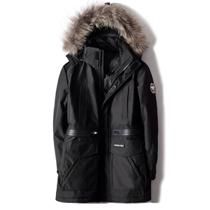 男士中长款加厚羽绒服白鸭绒真毛领可拆帽风雪衣加大码冬季外套潮