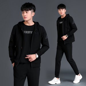 运动套装男士卫衣春季2021新款潮男运动服休闲连帽外套春秋三件套