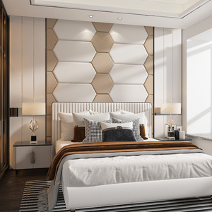 卧室床头软包背景墙六边形 简约现代电视客厅硬包直播自粘背景墙