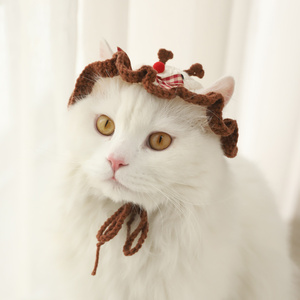 宠物帽子可爱布偶猫咪小头盔小猫头饰猫猫狮子头套露耳朵狗狗装饰