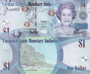 ｛美洲｝全新UNC 开曼群岛1元纸币 2010年 首发D1冠靓号豹子号000