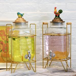5升公鸡大象盖带龙头玻璃自助饮料瓶果汁罐beverage dispenser