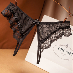 新款丁字裤女低腰透明全透开档t裤诱惑蕾丝火辣性感情趣内裤激情