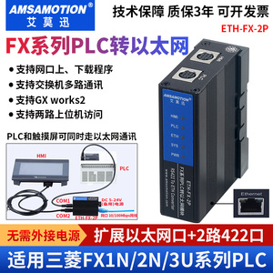 艾莫迅PLC转以太网通讯模块适用三菱FX3U/2N/Q扩展网口ETH-FX-2P