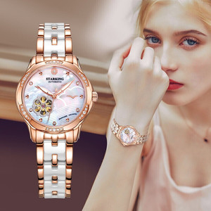 瑞士正品新款手表女士防水满天星时尚玫瑰金机械表夜光依波小表盘