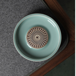 0058人付款淘宝陶瓷壶承壶托储水干炮台茶具茶盘日式铁锈釉仿古莲花