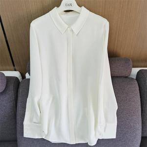 高级感40姆米重绉重磅桑蚕丝衬衫小众设计感白色真丝衬衣女款夏季